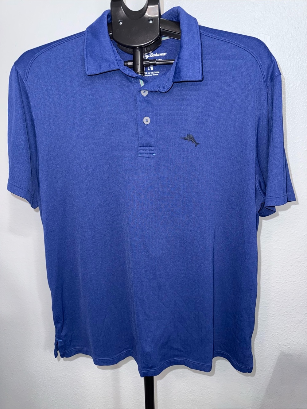 Tommy Bahama IslandZone Men’s L Blue Performance Golf Polo Marlin Logo